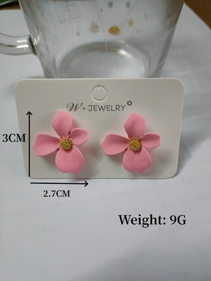 S925 Silver Needle Senior Red Petals Net Red Temperament Cute Small Flower Earrings Female Jewelry Earings Fashion Jewelry