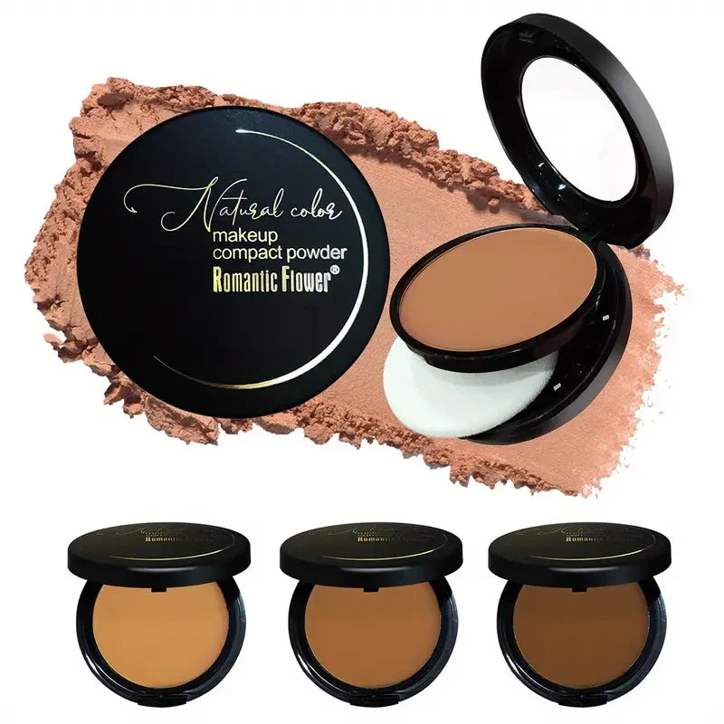 Bronzer, sculpting matte powder, waterproof, full coverage, press-on powder, natural color, with puff