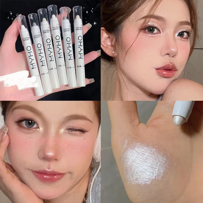 MYHO Pearlescent Matte White Highlighter Pencil Waterproof Shimmer Lasting Glitter Lying Silkworm Eyeshadow Stick Eyes Makeup