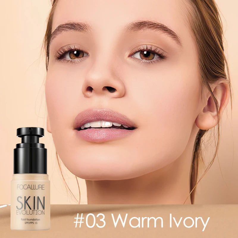 FOCALLURE Waterproof Matte Face Liquid Foundation Full Coverage Concealer Whitening Face Makeup Base Cream Cosmetics for Women