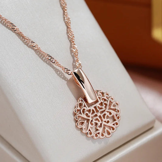 JULYDREAM Vintage Rose Gold Color Geometric Pendant Necklaces Women Elegant Wave Chain Jewelry Fashion Accessories