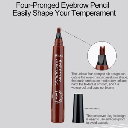 Eyebrow Tattoo Pen 4 Points Fork Tip Liquid Brow Pencil Long Lasting Waterproof Stencil Eyebrow Stamp Shaping Kit
