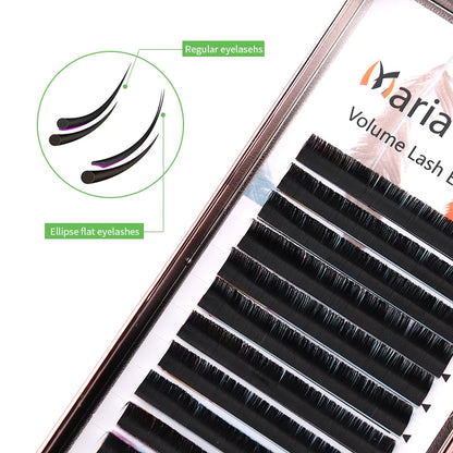 MARIA Matte Flat Eyelashes Extension L Curl Individual Mixed Spit Ellipse Soft Nature Lashes