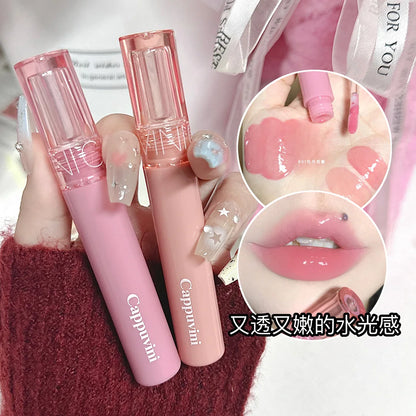 Cappuvini Juice Jelly Lip Gloss Long Lasting Moisturizer Water Light Lipstick Mirror Gloss Lipstick Affordable Makeup