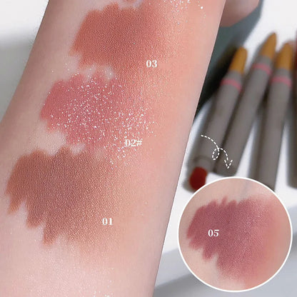 Double Ended Silky Matte Eye Shadow Stick Rose Brown Glitter Nude Eyeshadow Pen With Eye Shadow Halo Dye Brush 2 in 1