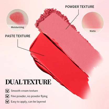 Blush Juvia's Cream Powder Matte Blush Makeup Rose Pan Long-lasting Wearing High Pigment Natural Matte Blush Duo Cosmtics