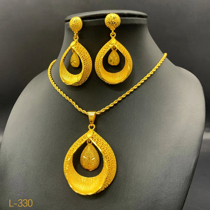 Dubai Ball 24k Gold Plated Jewelry Sets for Women Indian Bridal Costume Necklace Earrings Sets Wedding Party Gifts
