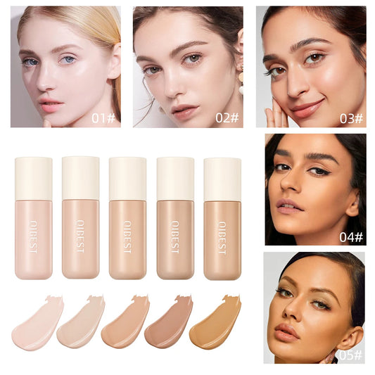 QIBEST Liquid Foundation Base High Coverage Waterproof Face Concealer Cream Lasting Oil-Control Professional Makeup For Women