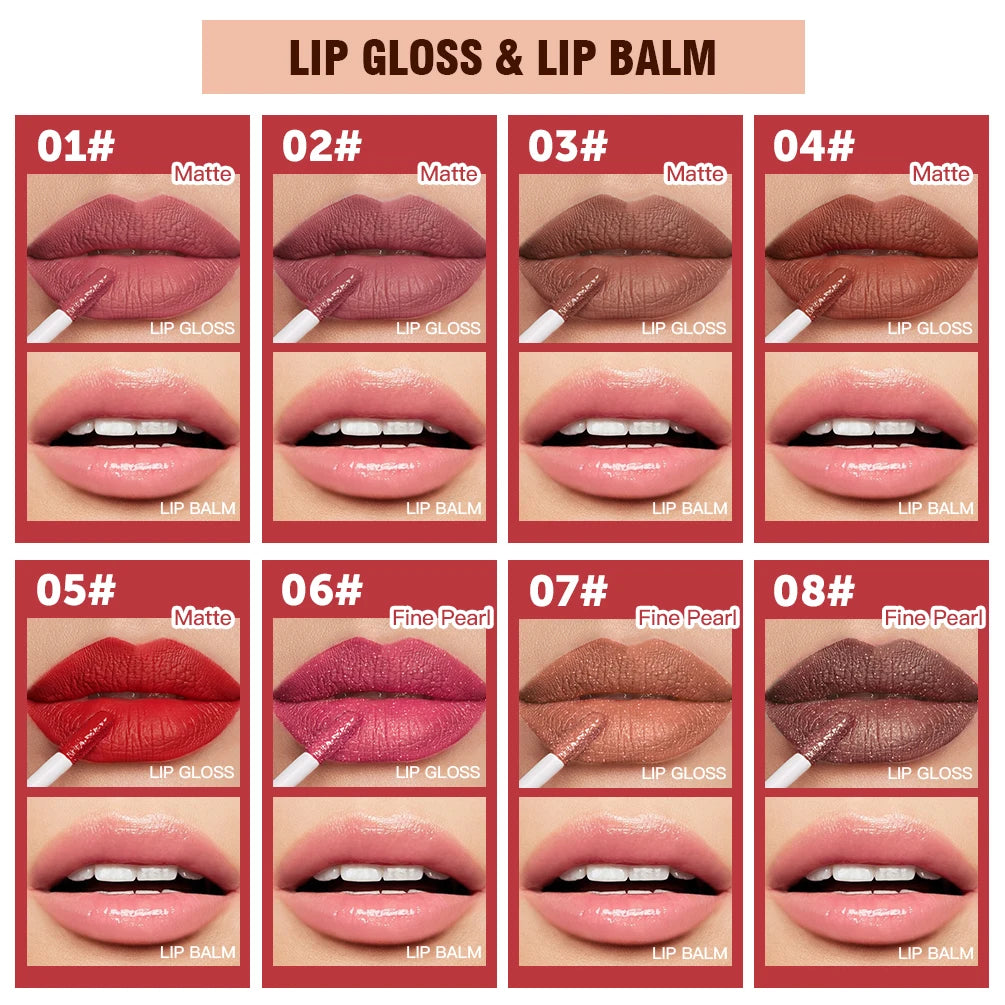 QIBEST Matte Lipstick Double Head Lip Balm 2 In 1 Stick Glitter Lipgloss Shine Liquid Lipstick Moisturizing Long Lasting Makeup