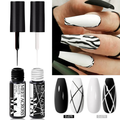 MEET ACROSS 5ml Liner Nail Gel Polish 28 Colors Black White French Pull Line Painting Gel For UV Nail Supplies Vernis Nails Art