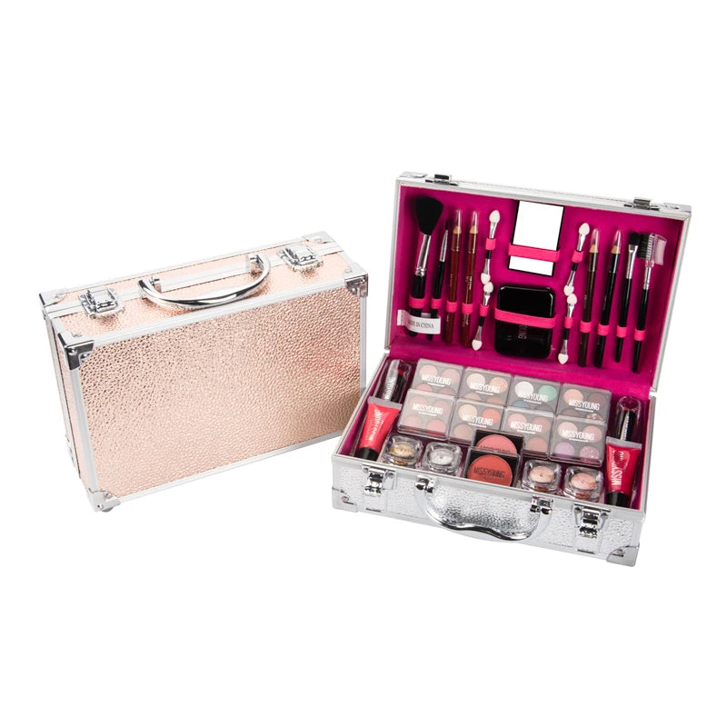 eelhoe All In One Professional Full Makeup Set Box Large Capacity Makeup Suitcases Including Eyeshadow Lipstick Highlight Comestic Kits