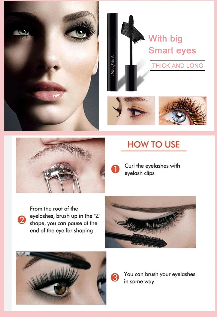 Mascara Eyelashes Lengthening Mascara 4D Silk Fiber Waterproof Curling Mascara Black Eyelashes Extension Make Up Cosmetics