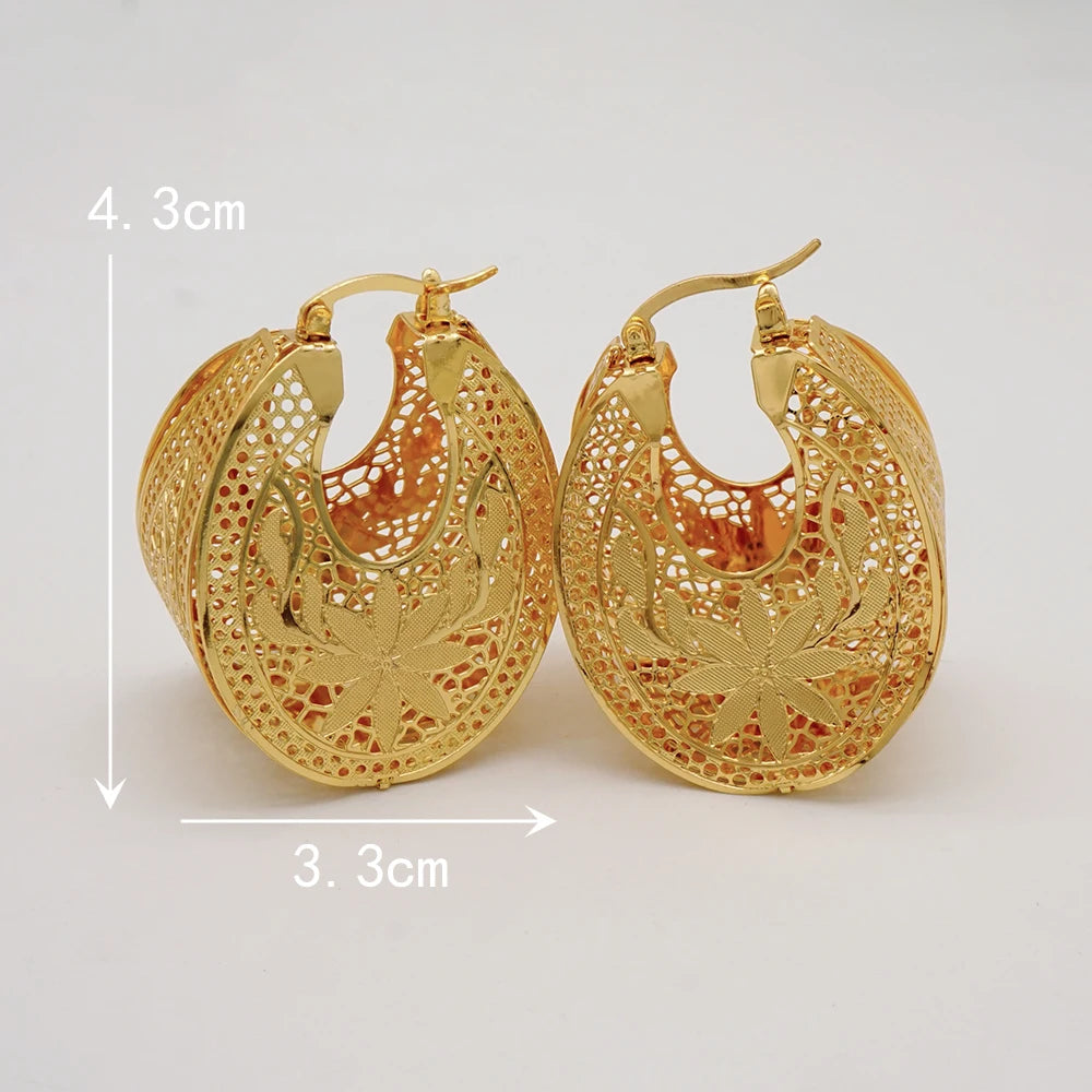 Fashion Dubai Jewelry Sets Gold Color Pendant Copper Classic Earrings Necklace For Women Daily Wear Party Anniversary Gifts