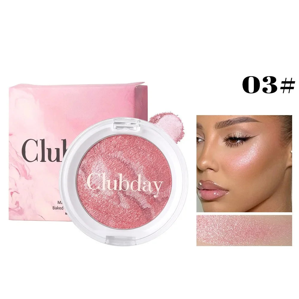 Marble Blush Palette Pearlescent Baked Brightening Blush Powder Cheek Tint Blusher Contour Highlighter Face Shadow Shimmer Rouge