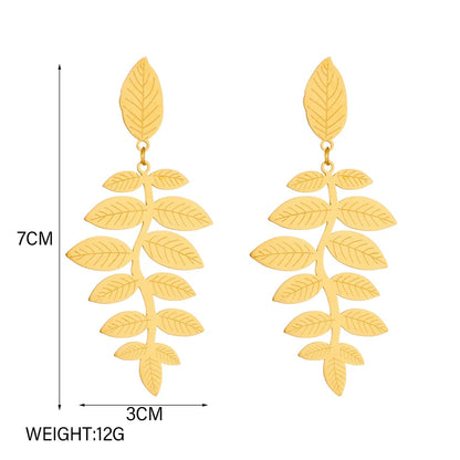 DIEYURO 316L Stainless Steel Heart Butterfly Leaf Drop Earrings For Women Girl Fashion Anti-rust Ear Jewelry