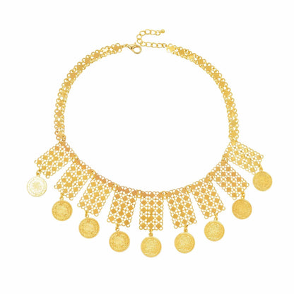 Gold Color Coins Long Chains Tassel Statement Necklace for Women Ethnic Choker Collares Jewelry