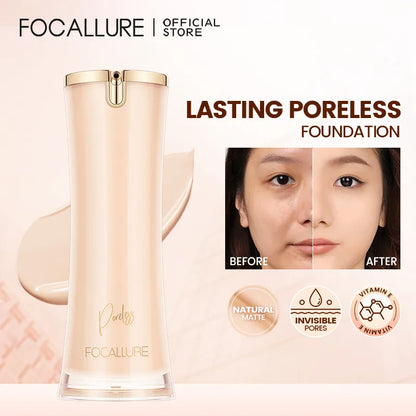 FOCALLURE Liquid Foundation Long-lasting Oil-control High Coverage Poreless Lightweight Concealer Face Base Makeup Cosmetics