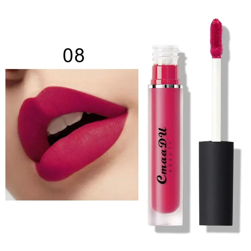 CmaaDU Nude Kiss Velvet Lip Glaze Moisturizing Sexy Lip Tint Lipstick Makeup Waterproof Last 24-Hour Lip Gloss Cosmetic