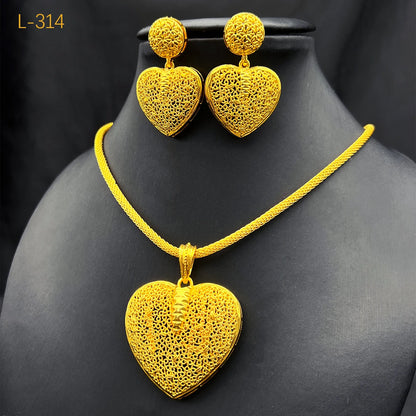 Dubai Ball 24k Gold Plated Jewelry Sets for Women Indian Bridal Costume Necklace Earrings Sets Wedding Party Gifts