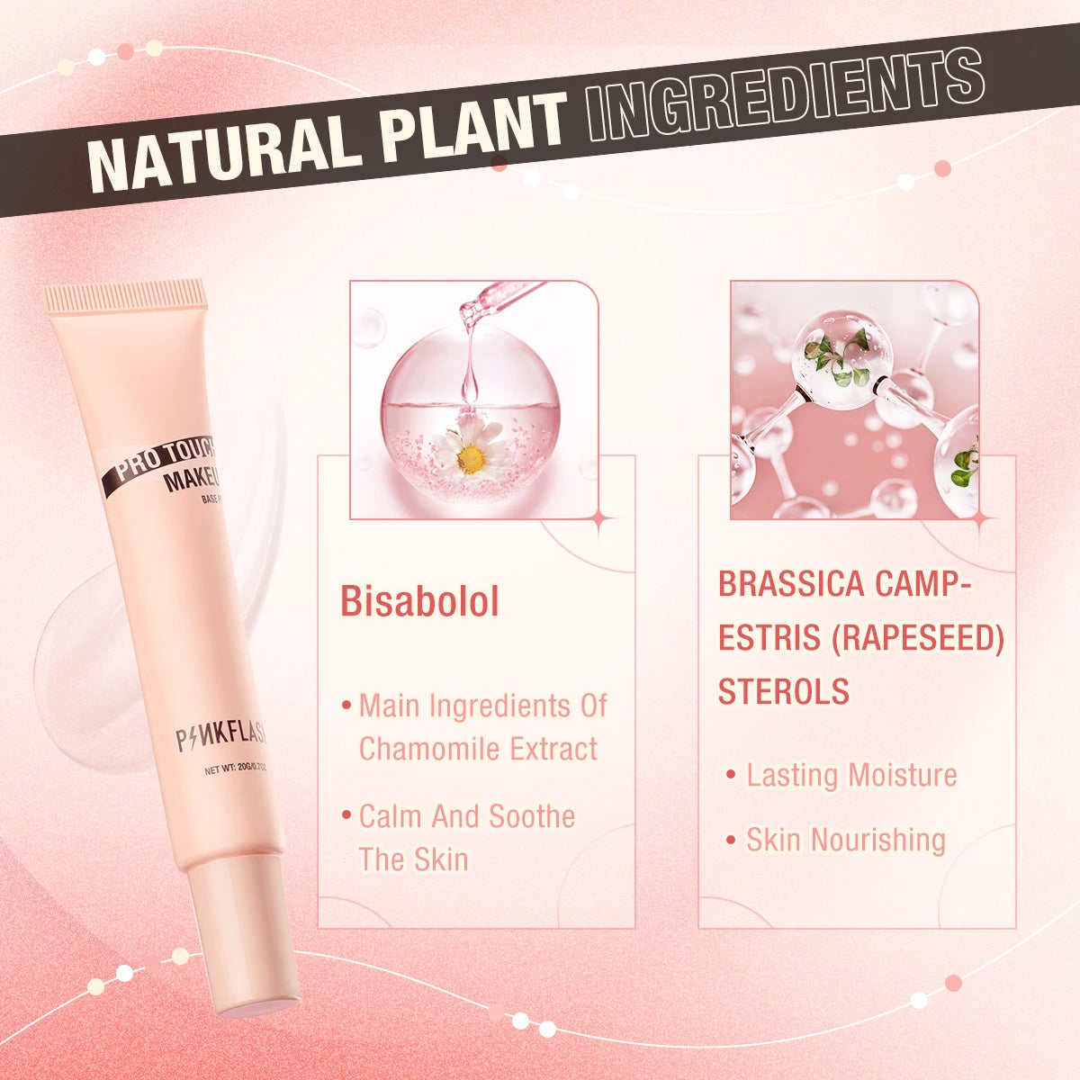 PINKFLASH Poreless Lightweight Makeup Primer Invisible Pore-Blurring Oil-Control High Coverage Face Concealer Cream Cosmetics