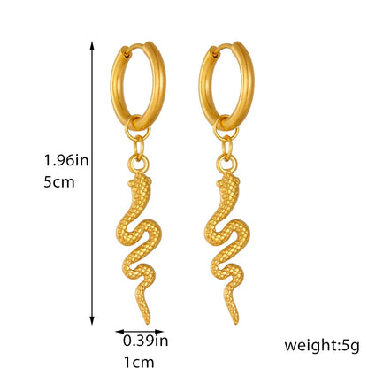 DIEYURO 316L Stainless Steel Snake Flower Round Drop Earrings For Women Fashion 2-Color Ear Jewelry Holiday