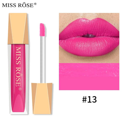 Miss Rose 16 Color Long Lasting Waterproof Velvet Matte Lip Glaze Lipstick Makeup Non-Stick Glitter Lip stick Lip Gloss Cosmetic