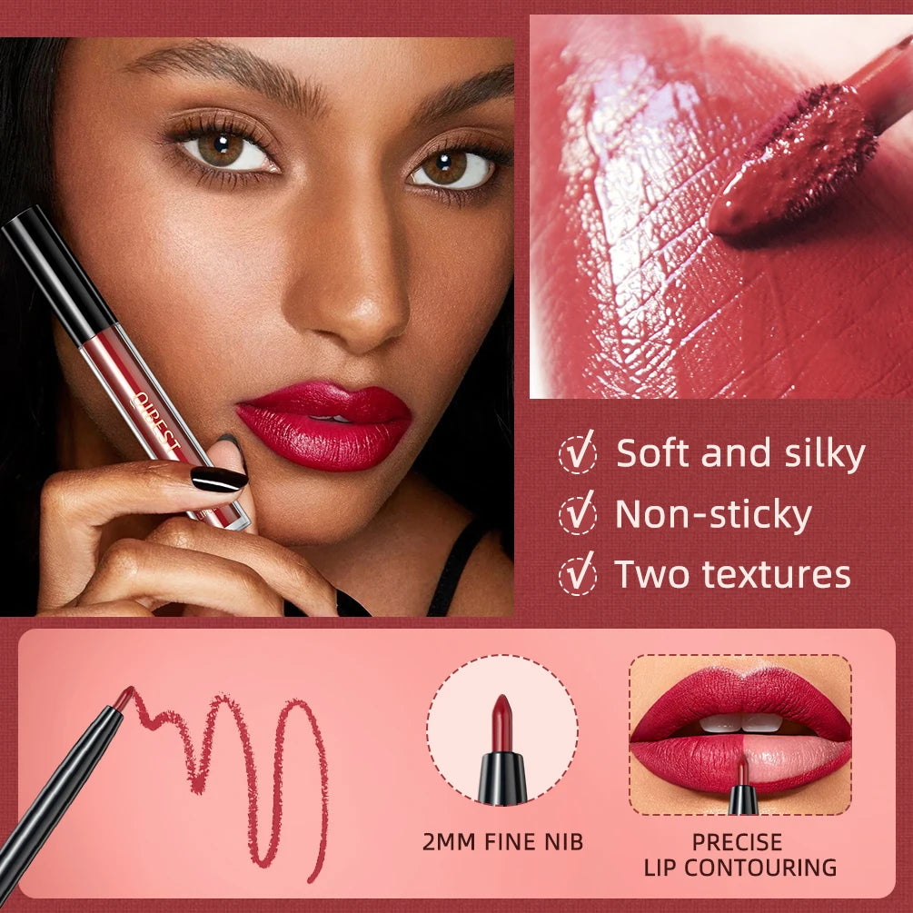 New 3pcs/set Liquid Lipstick Lip Liner Long Lasting Cosmetic Black Brown Purple Red Matte Lip Gloss Nude Lip Tint Stain Makeup