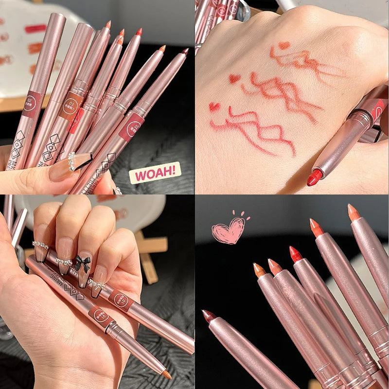 kzlet Matte Velvet Lip Liner Pencil Waterproof Long Lasting Lipsticks Red Contour Tint Lip Stick Natural Nude Blush Cosmetics Makeup