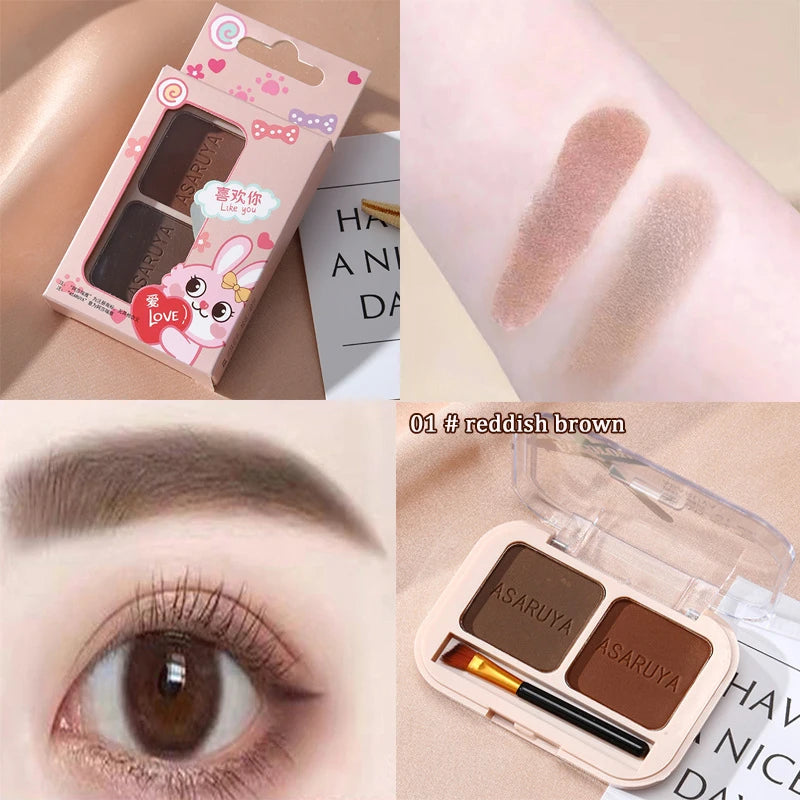 ZUOFILY 2 Colors In 1 Eyebrow Powder Professional Natural Makeup Palette Eyebrow with Eye Brush Enhancers Eye Brows Shadow Powder