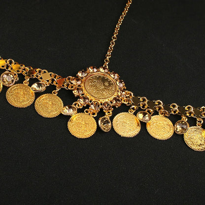 Coin Pendant Head Chain Turkish Coin Coin Gold Plated Pendant Women Hair Jewelry for Wedding