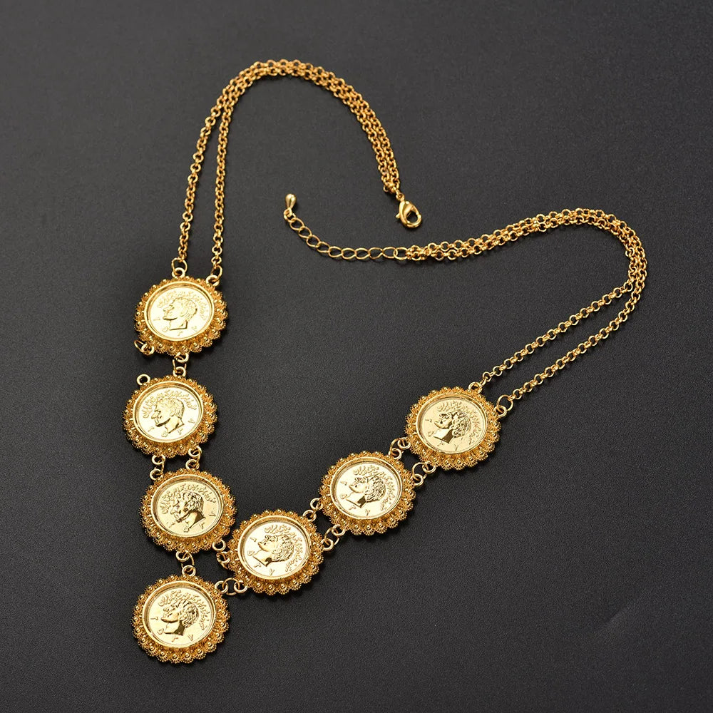 Coin Like Jewelry Make Money Necklace Arabic Coin Necklace for Women Gold Color