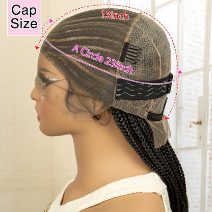 Full Lace Braided Wig Synthetic Braid Wigs Lace Frontal Wig with Baby Hair Box Braided Wig for  Women Knotless Braid Wigs