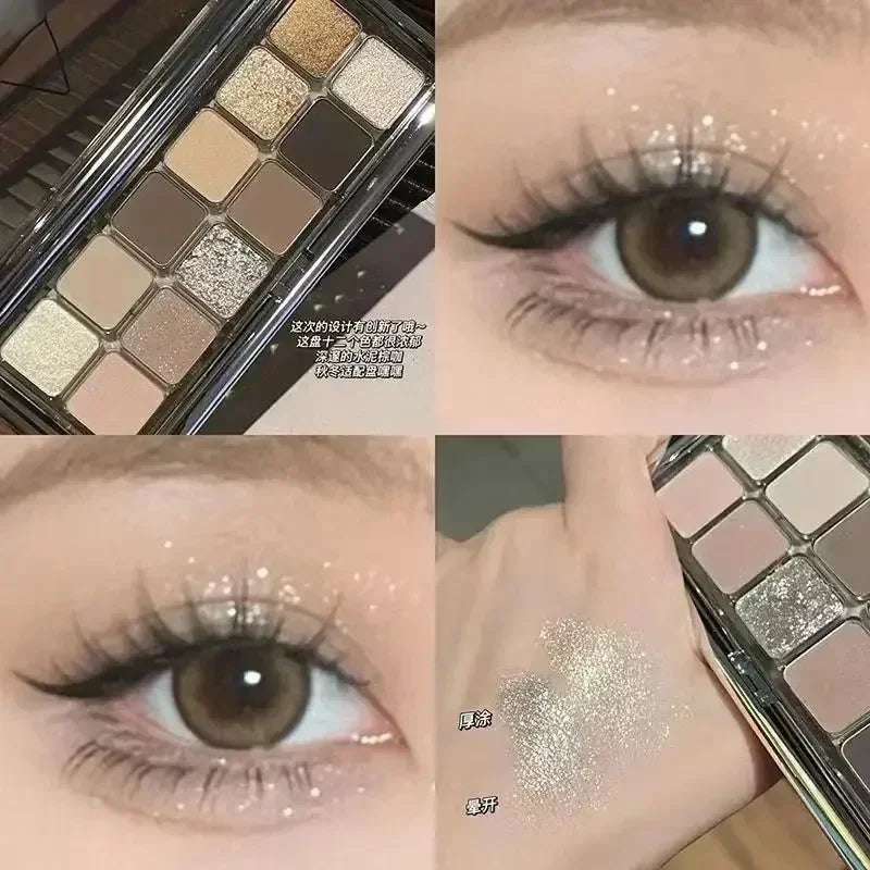 Super Flash Cement Eye shadow Palette Matte Pearl Glitter Eye shadow Cold Tea Brown Eye shadow Korean Beauty Cosmetics