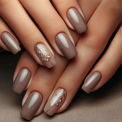 24Pcs Mid-length Ballet False Nails Red Love Pattern Design Press on Nails Simple Wearable Finished Coffin Fake Nail Tips