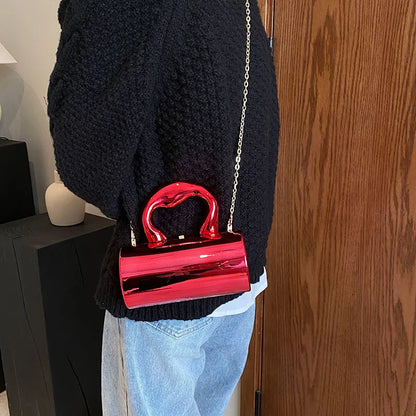 Women's Handbag Bags For Women Party Clutches Fashion Cylinder Mini Evening Purse Crossbody Shoulder Bag Gold Box Clutch