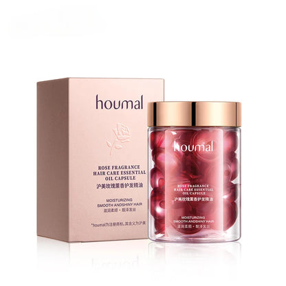 houmal Rose Essential Oil Capsules 30pcs  Supple Dry Hair Keratin Plant Complex Oil Dry Damaged Hair Repair Female Hair Care Products