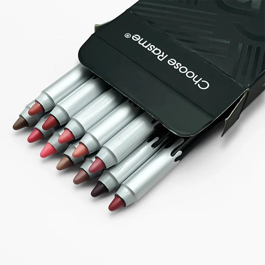Choose Rasme 12 Color Matte Lip Liner Pencil Case Waterproof Matte Hook Line Lipstick Pen Foam Pen Without Fading Lip Line