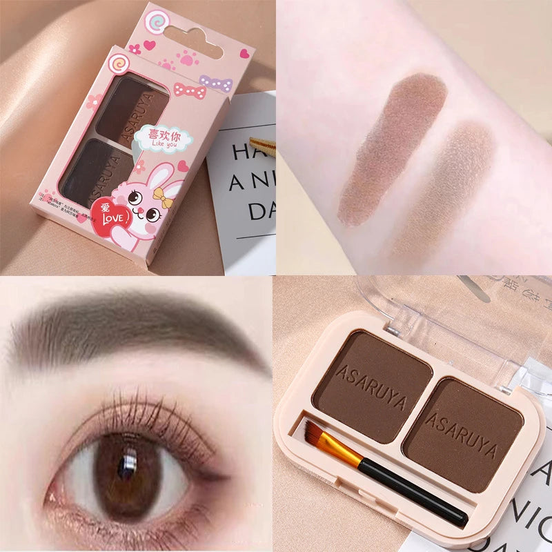 ZUOFILY 2 Colors In 1 Eyebrow Powder Professional Natural Makeup Palette Eyebrow with Eye Brush Enhancers Eye Brows Shadow Powder