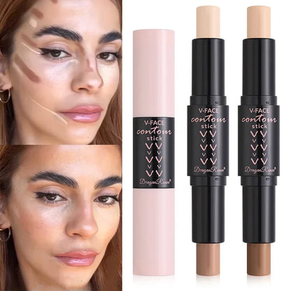 Waterproof Face Highlighter Contouring Bronzers Concealer Stick Double Head Long Lasting Corrector Concealer Contour Pen Makeup