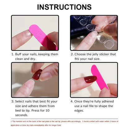 Wine Red Fake Nail Tips Long Pointed Head Glossy Press on Nails Wearable Full Cover INS Gradient Color False Nail Tips 24pcs