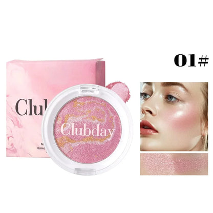 Marble Blush Palette Pearlescent Baked Brightening Blush Powder Cheek Tint Blusher Contour Highlighter Face Shadow Shimmer Rouge