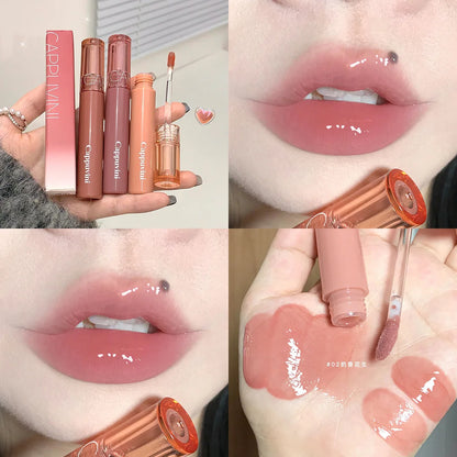 Cappuvini Juice Jelly Lip Gloss Long Lasting Moisturizer Water Light Lipstick Mirror Gloss Lipstick Affordable Makeup
