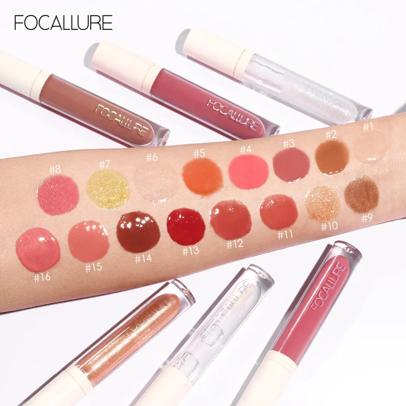 FOCALLURE Makeup Lip Gloss Moisturizing Long Lasting Juicy Jelly Lip Tint Shiny Transparent Lip gloss Women's Cosmetics