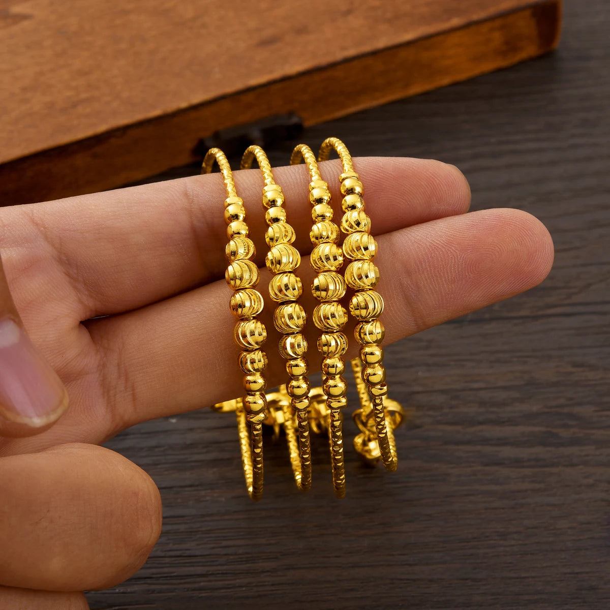 24K gold plated Classic Bangles Fashion Bangles For Women Bride Wedding Bracelet Jewelry