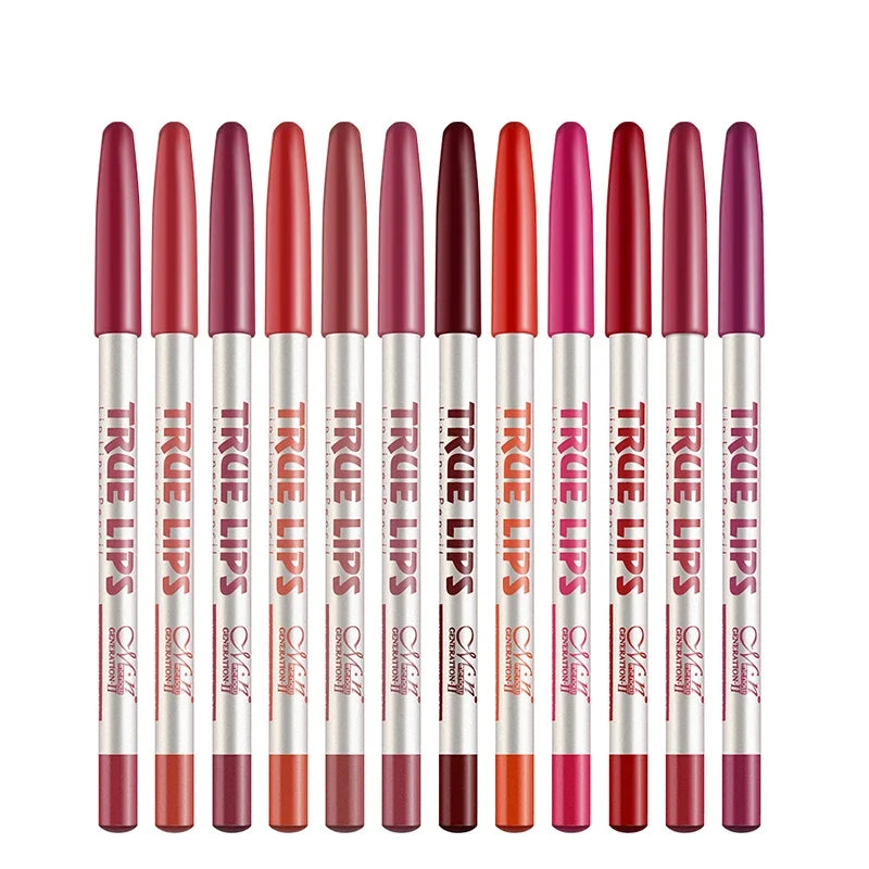 Cosmetic Nude Matte Lipstick Pen Wooden Lip Liner Waterproof Lady Lip Liner Soft Pencil Contour Makeup Lipstick Tool