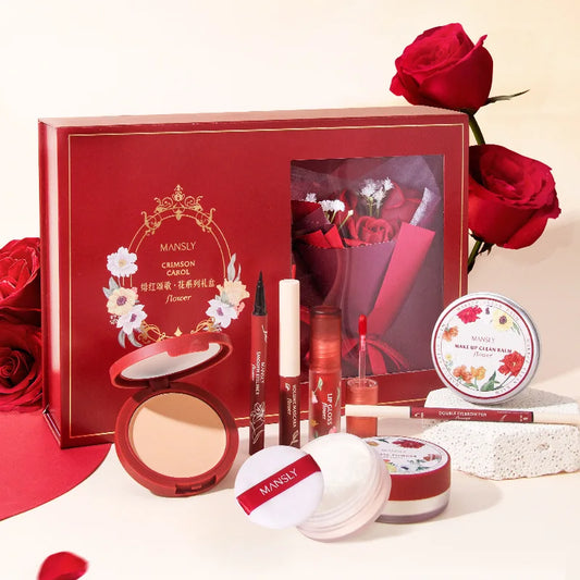 Manshili Crimson Carol Flower Series Gift Box holiday's Day Gift Set Makeup Set Confession Gift Box