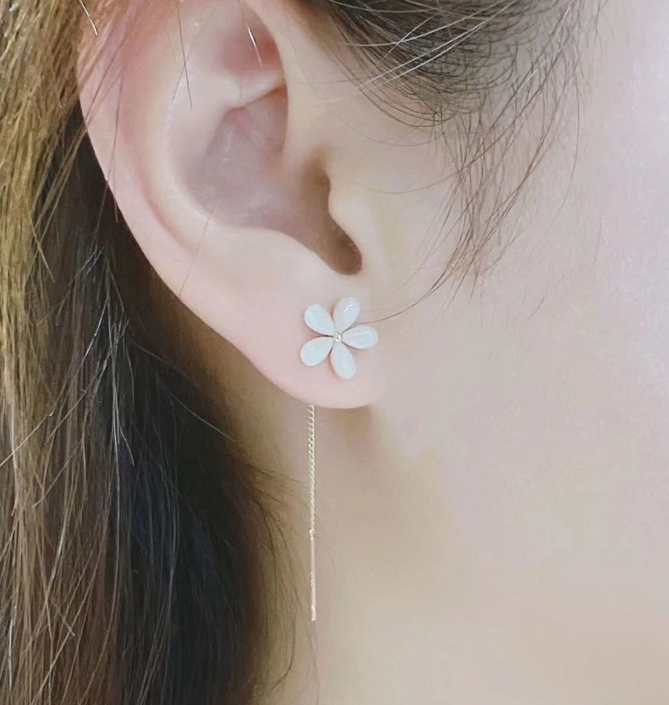 Flower Opal Silver Needle Earrings